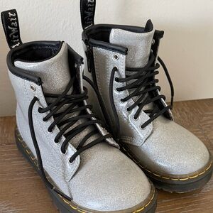Dr. Martens Glittery Silver Kids Boots